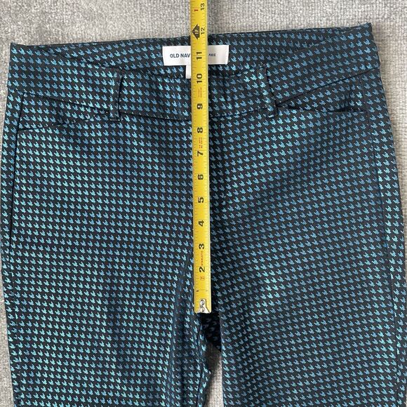 Old Navy Pants Womens 8 Black Metallic Blue Houndstooth Pixie Stretch Shimmer - Picture 8 of 12